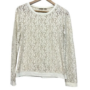 Cato Cream Lace Long Sleeve Sheer Womens Size Medium